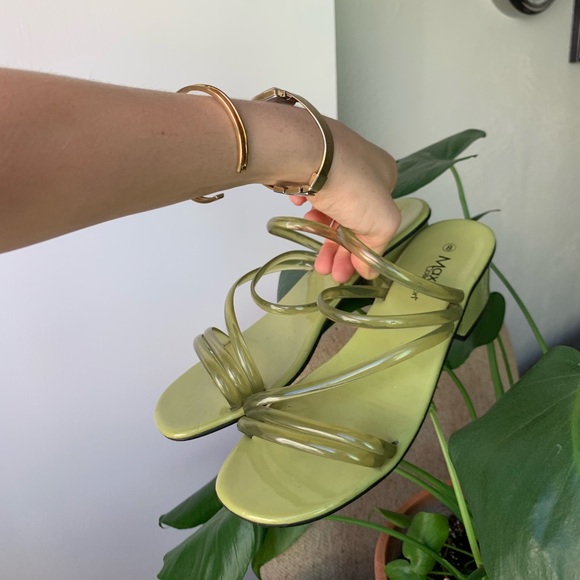 Vintage Shoes - Vintage Lime Green Clear Sandals